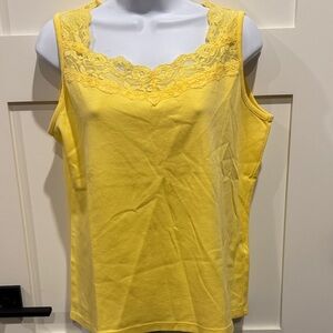TanJay Yellow Lace Accent Tank Top